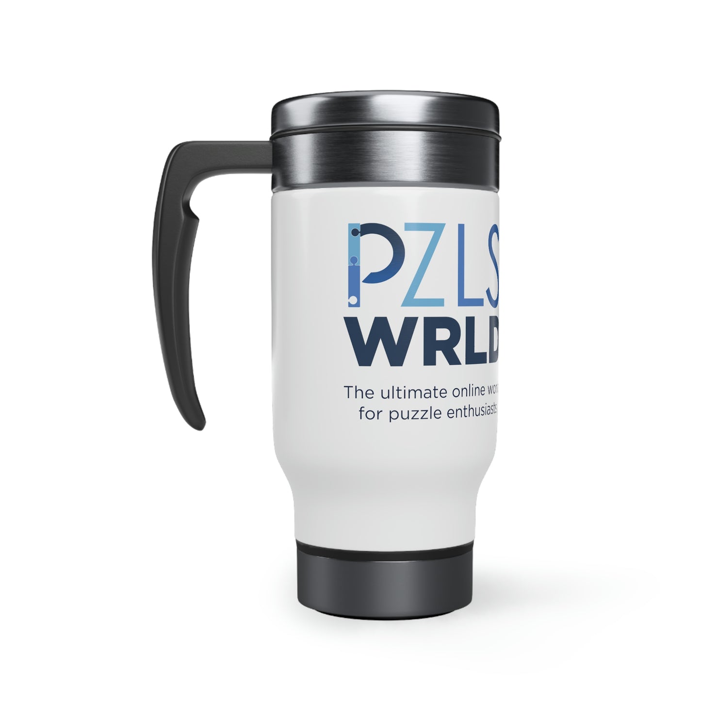 L. PZLS WRLD Stainless Steel Travel Mug with Handle, 14oz
